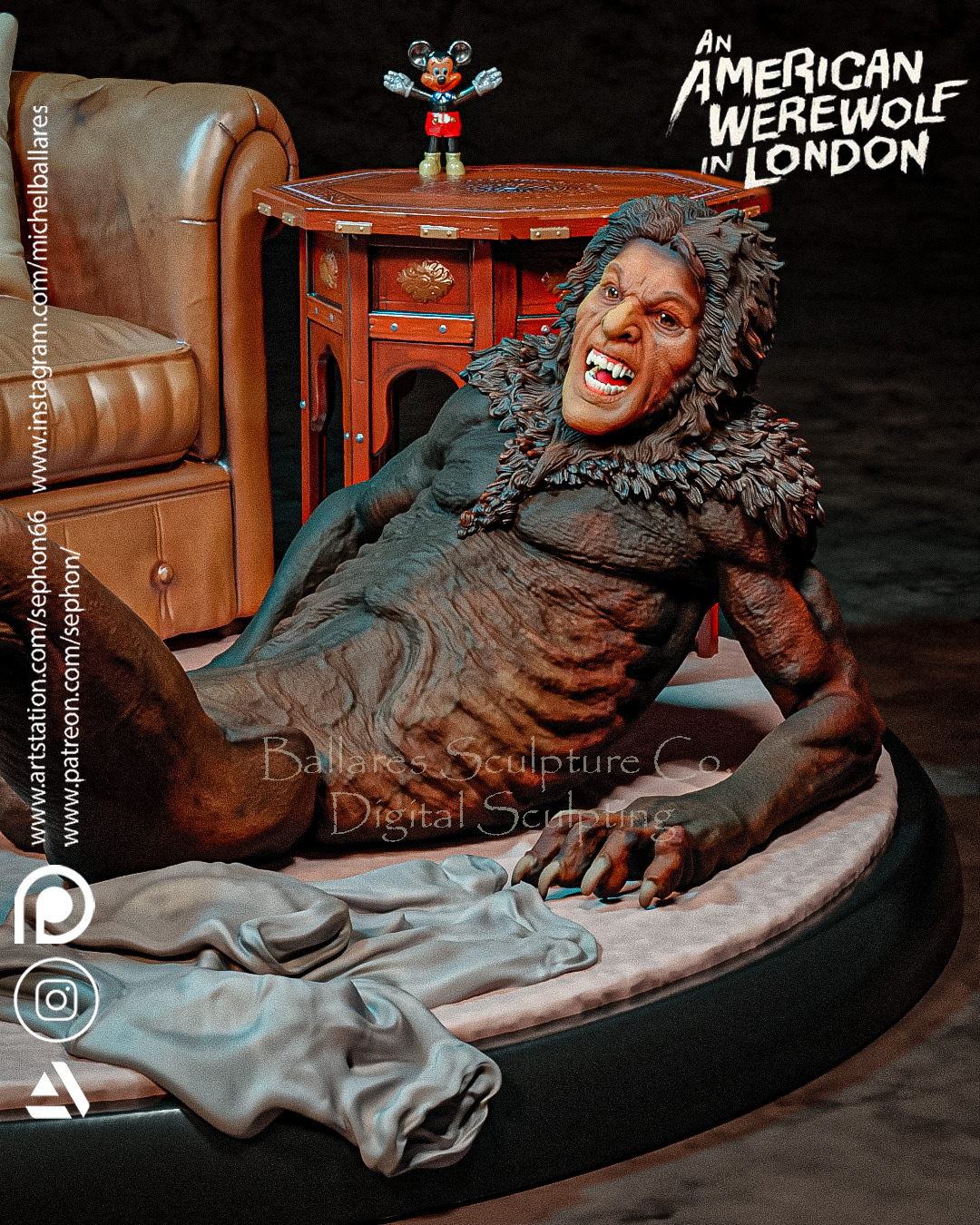 AN AMERICAN WEREWOLF IN LONDON   TRANSFORMATION DIORAMA 3D print model_3