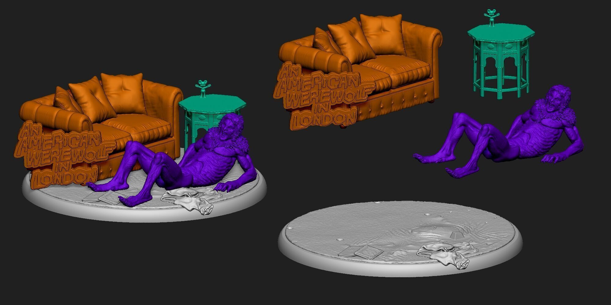 AN AMERICAN WEREWOLF IN LONDON   TRANSFORMATION DIORAMA 3D print model_4