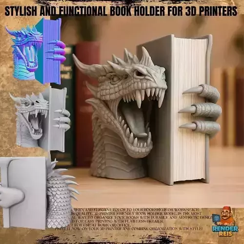 Dragon Head Bookend  3D Printable Decorative Model