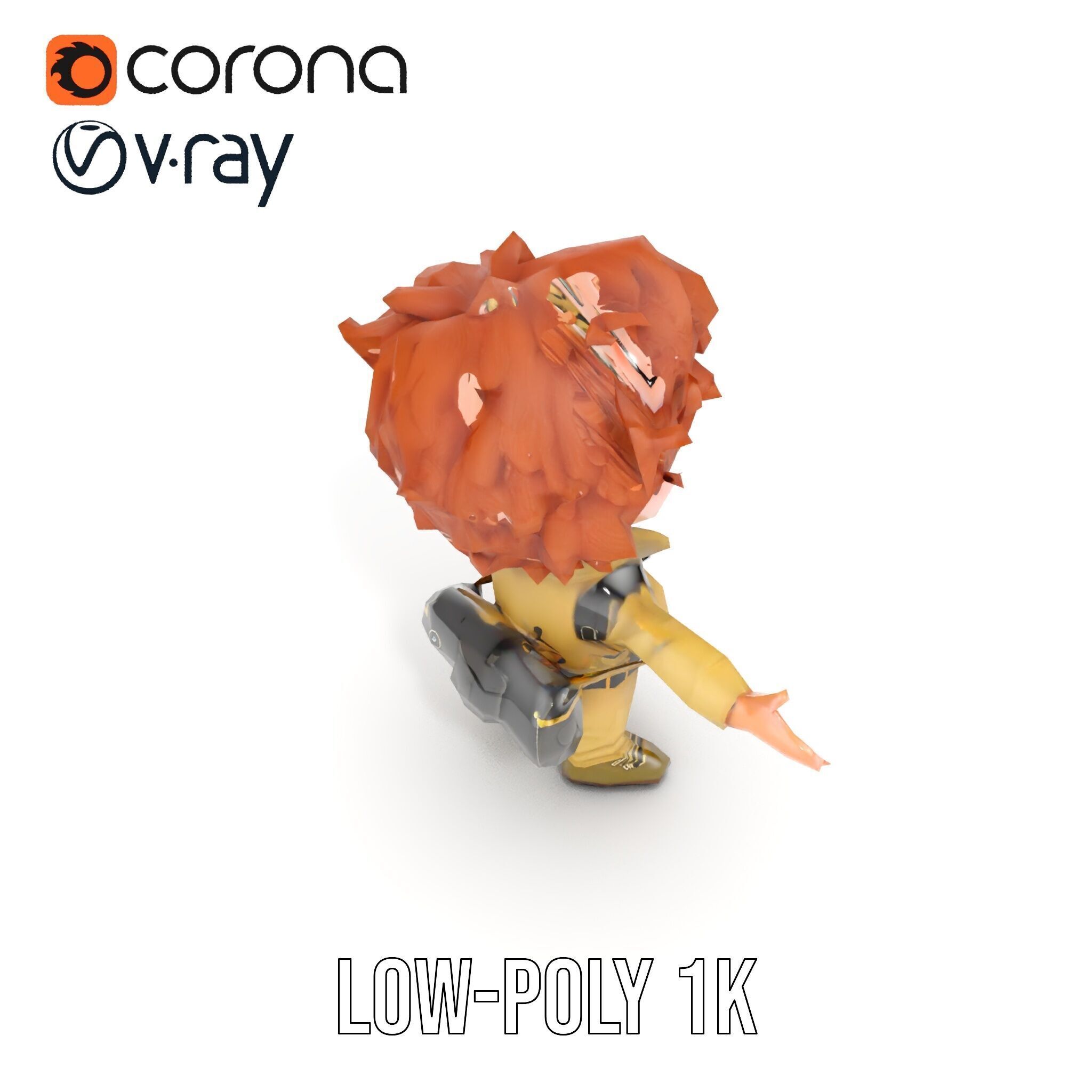 Adventure Boy Explorer Rigged and Animated Low-poly 3D model_9