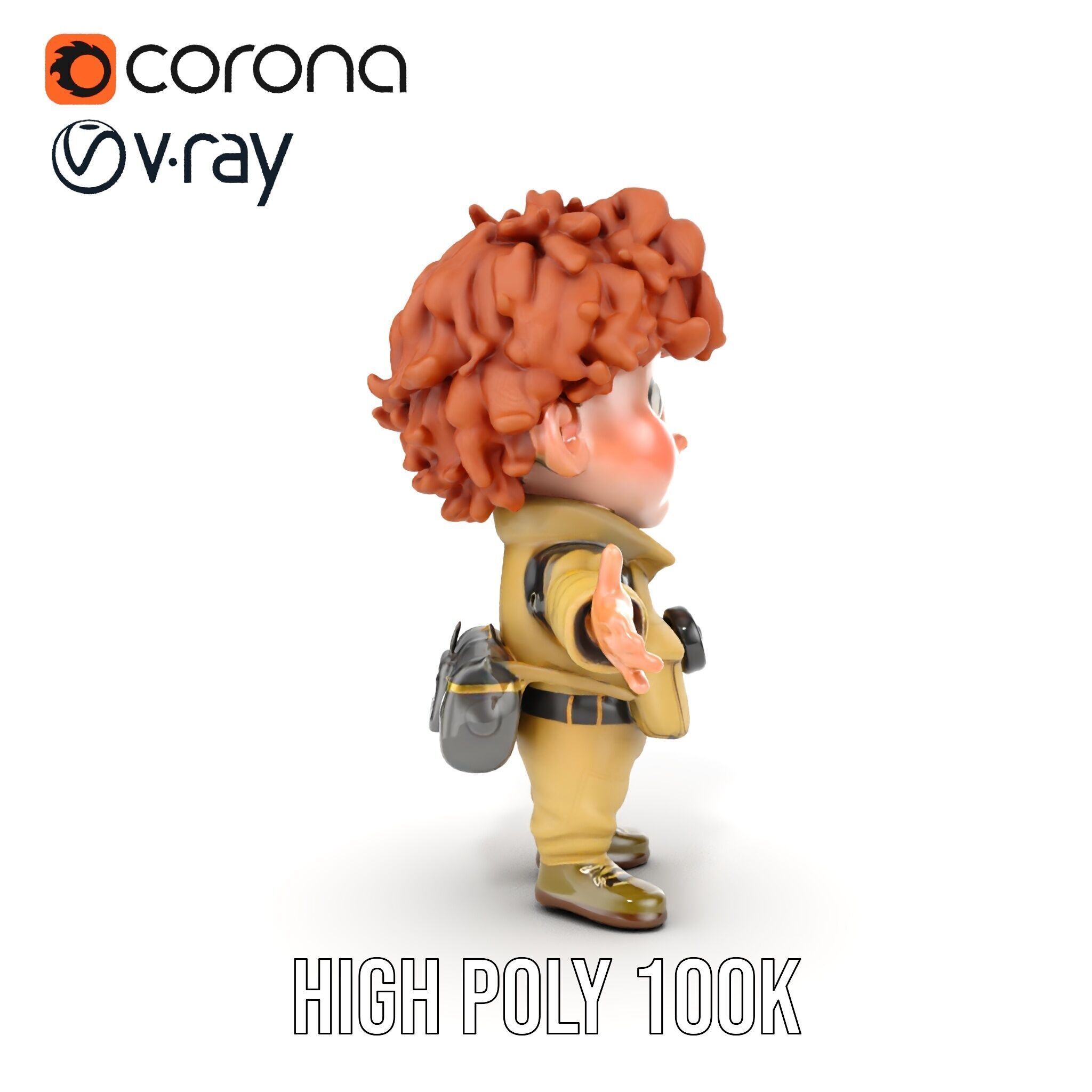 Adventure Boy Explorer Rigged and Animated Low-poly 3D model_29