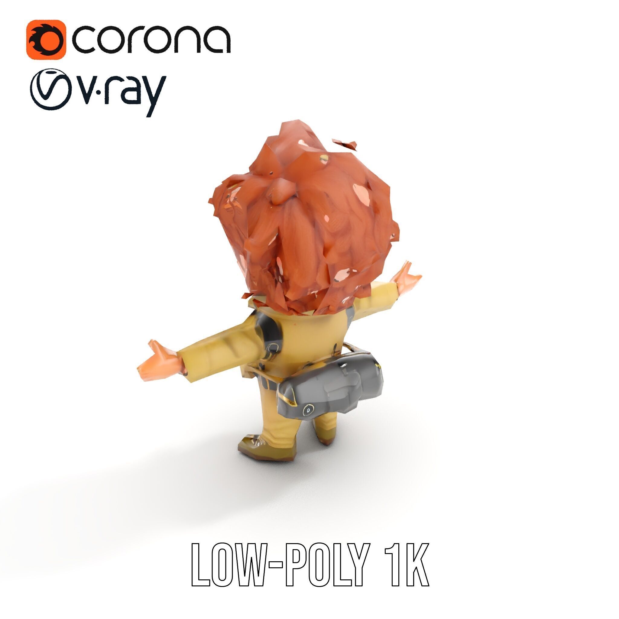 Adventure Boy Explorer Rigged and Animated Low-poly 3D model_20