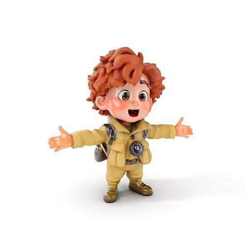 Adventure Boy Explorer Rigged and Animated Low-poly 3D model