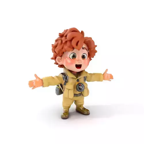 Adventure Boy Explorer Rigged and Animated Low-poly 3D model