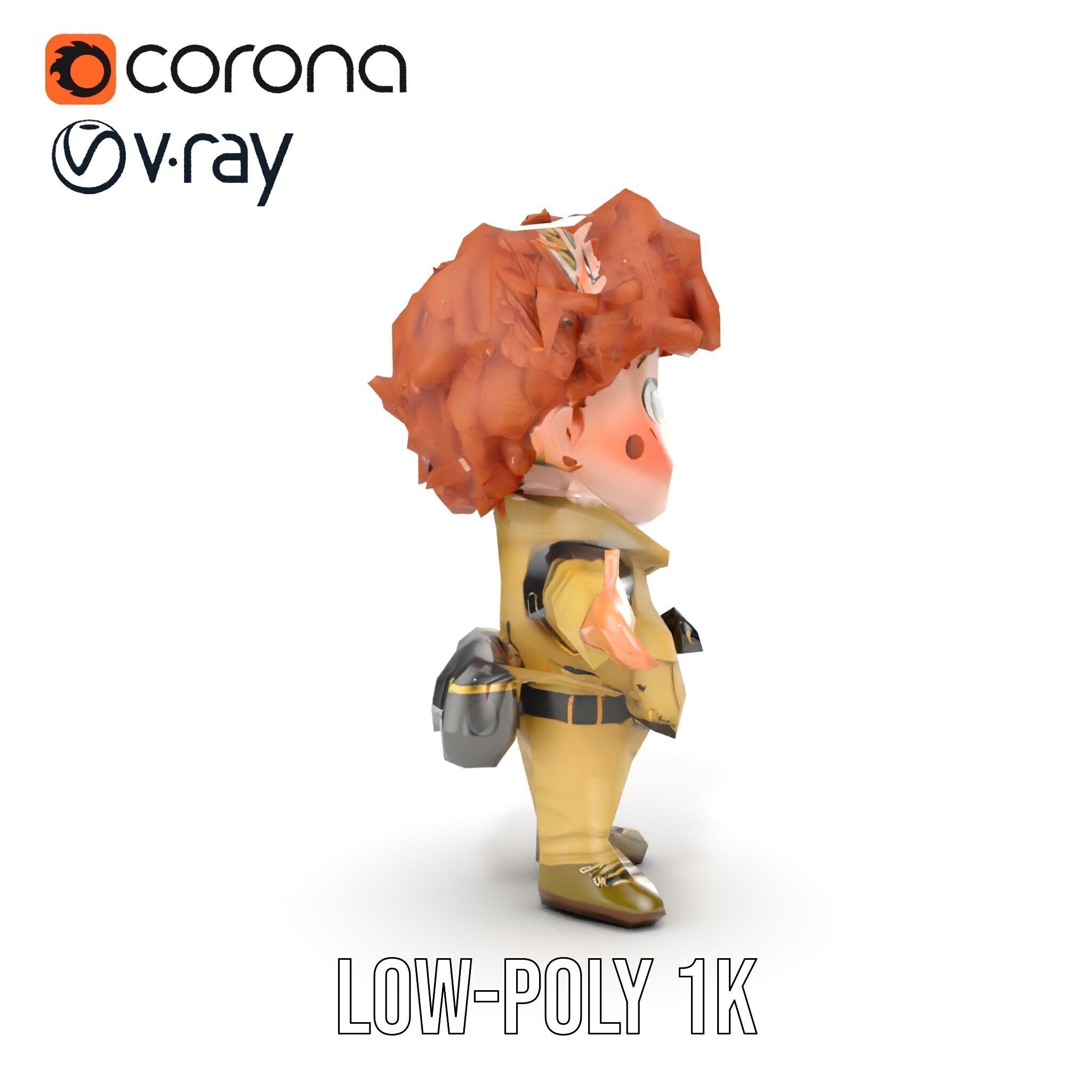 Adventure Boy Explorer Rigged and Animated Low-poly 3D model_17