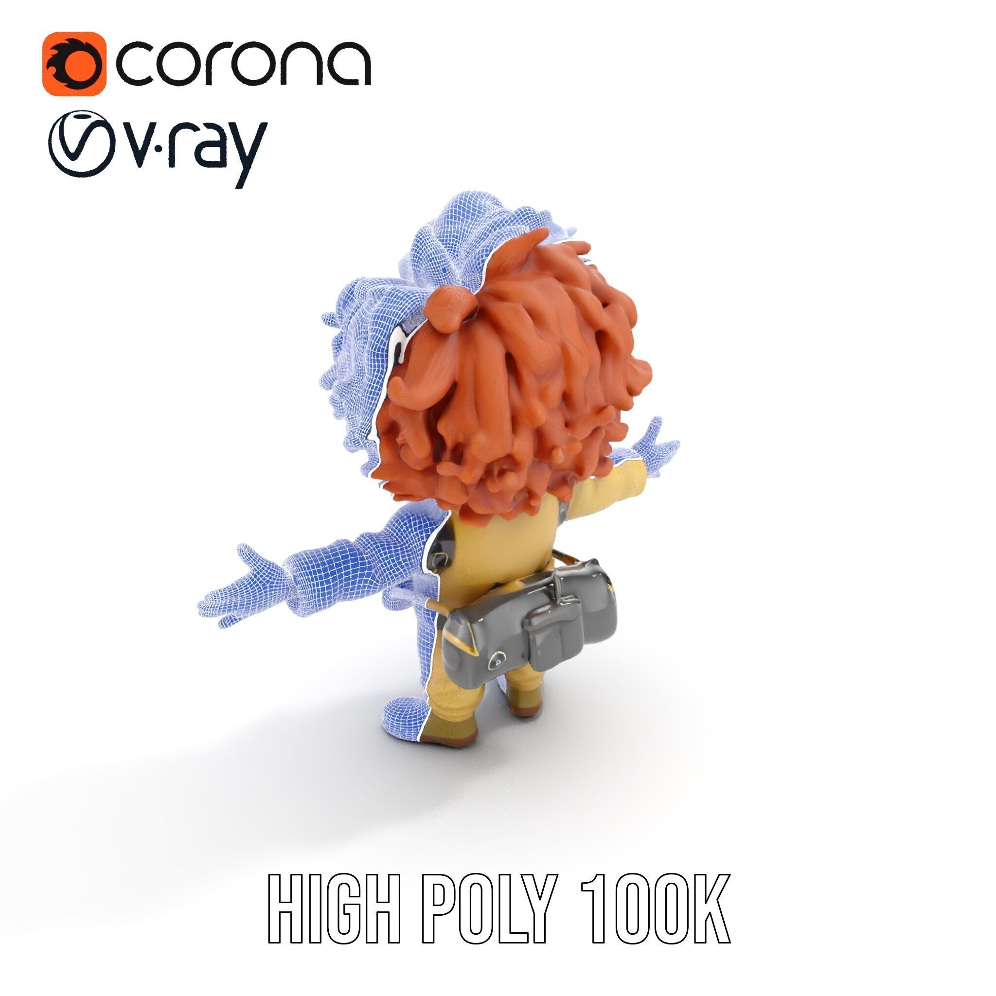 Adventure Boy Explorer Rigged and Animated Low-poly 3D model_24