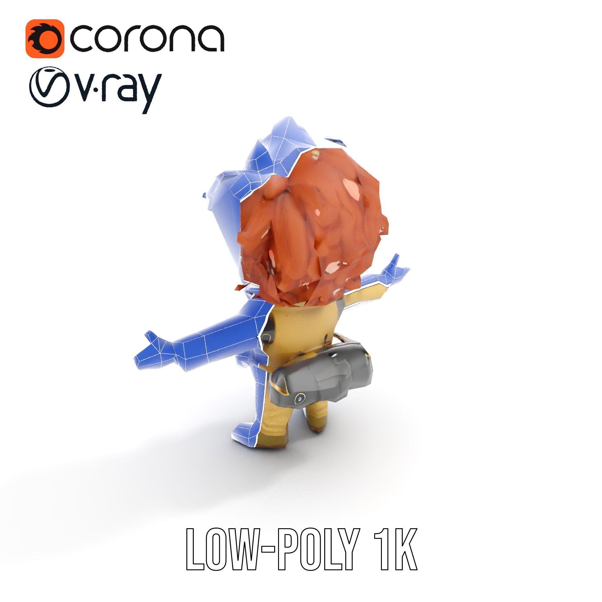 Adventure Boy Explorer Rigged and Animated Low-poly 3D model_26