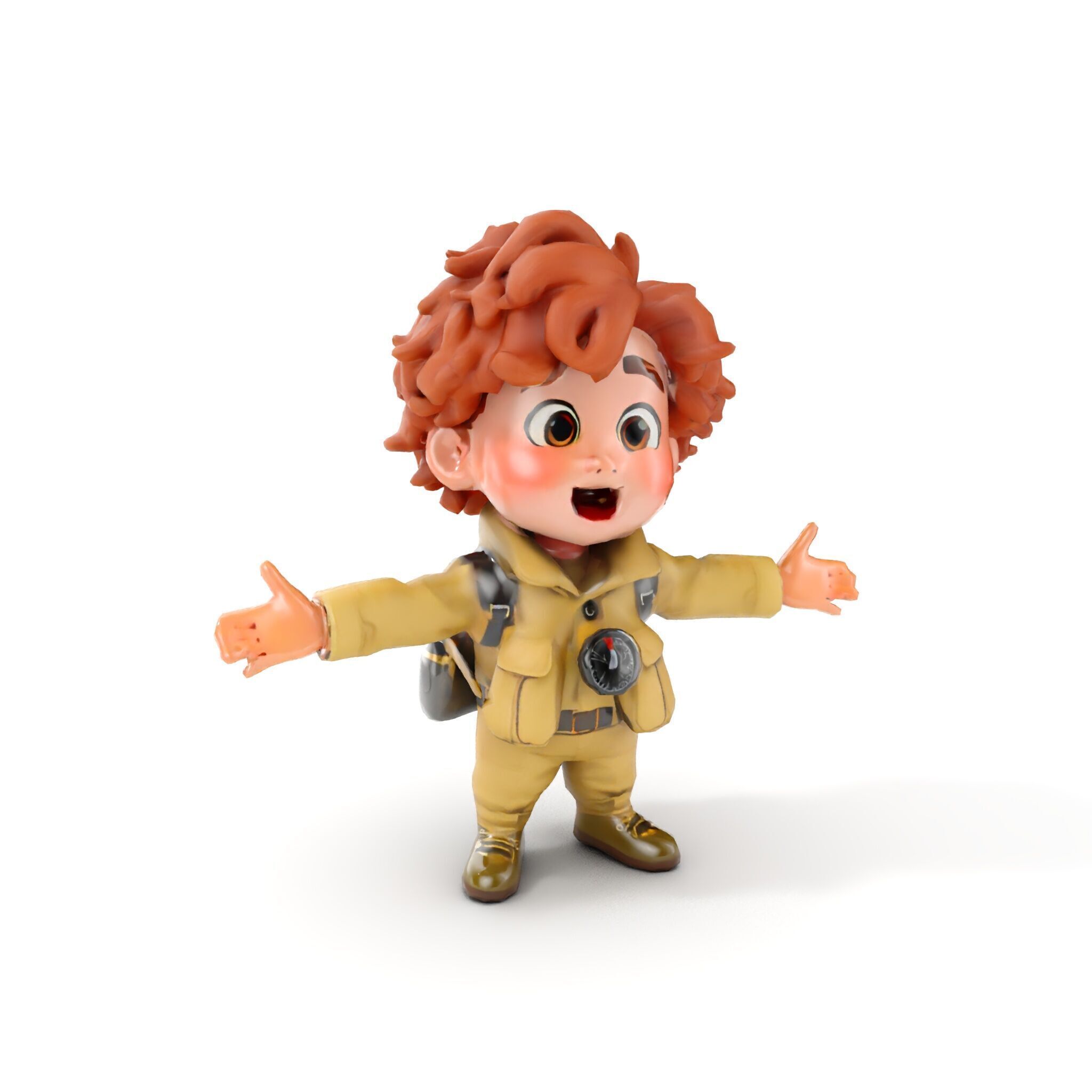 Adventure Boy Explorer Rigged and Animated Low-poly 3D model_11
