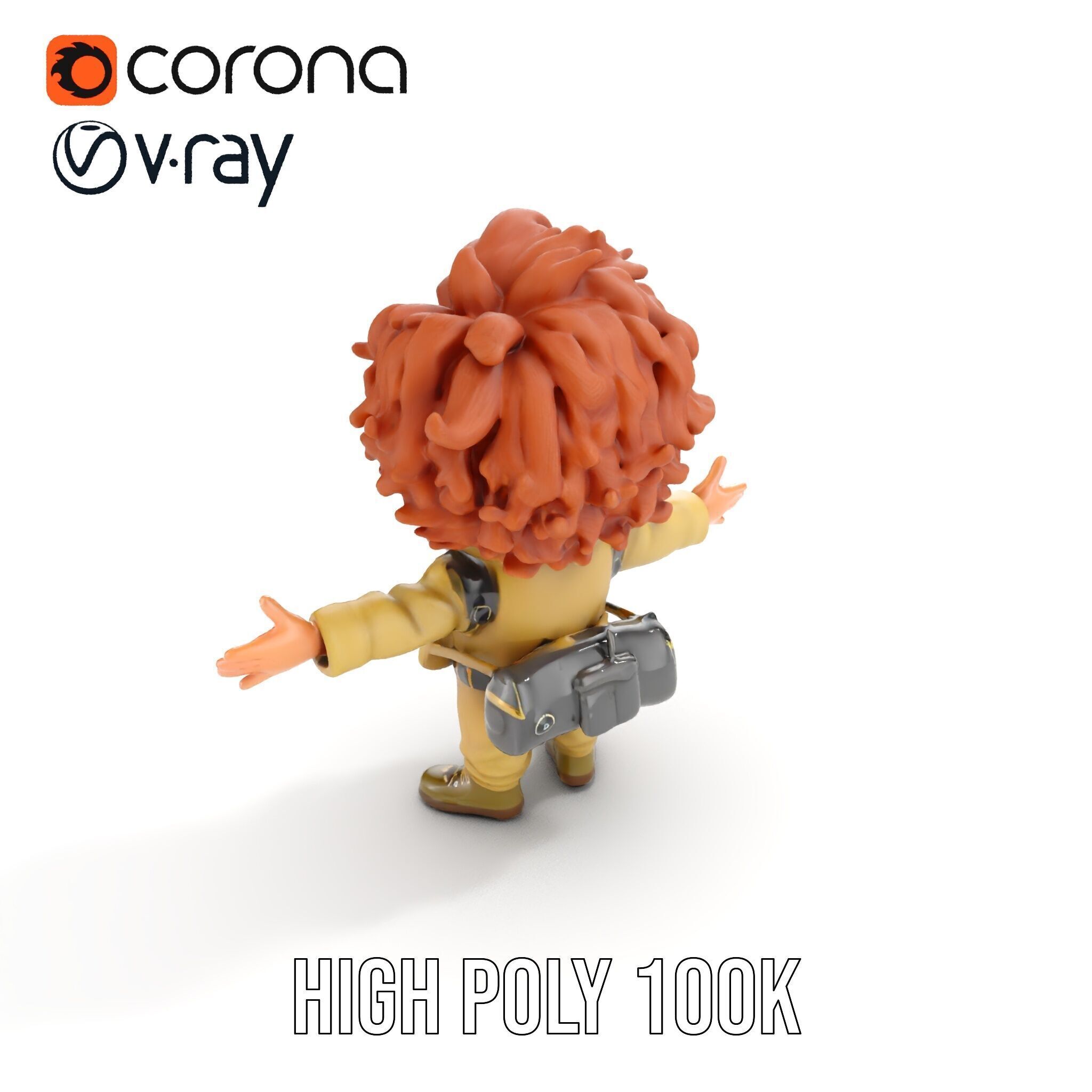 Adventure Boy Explorer Rigged and Animated Low-poly 3D model_10