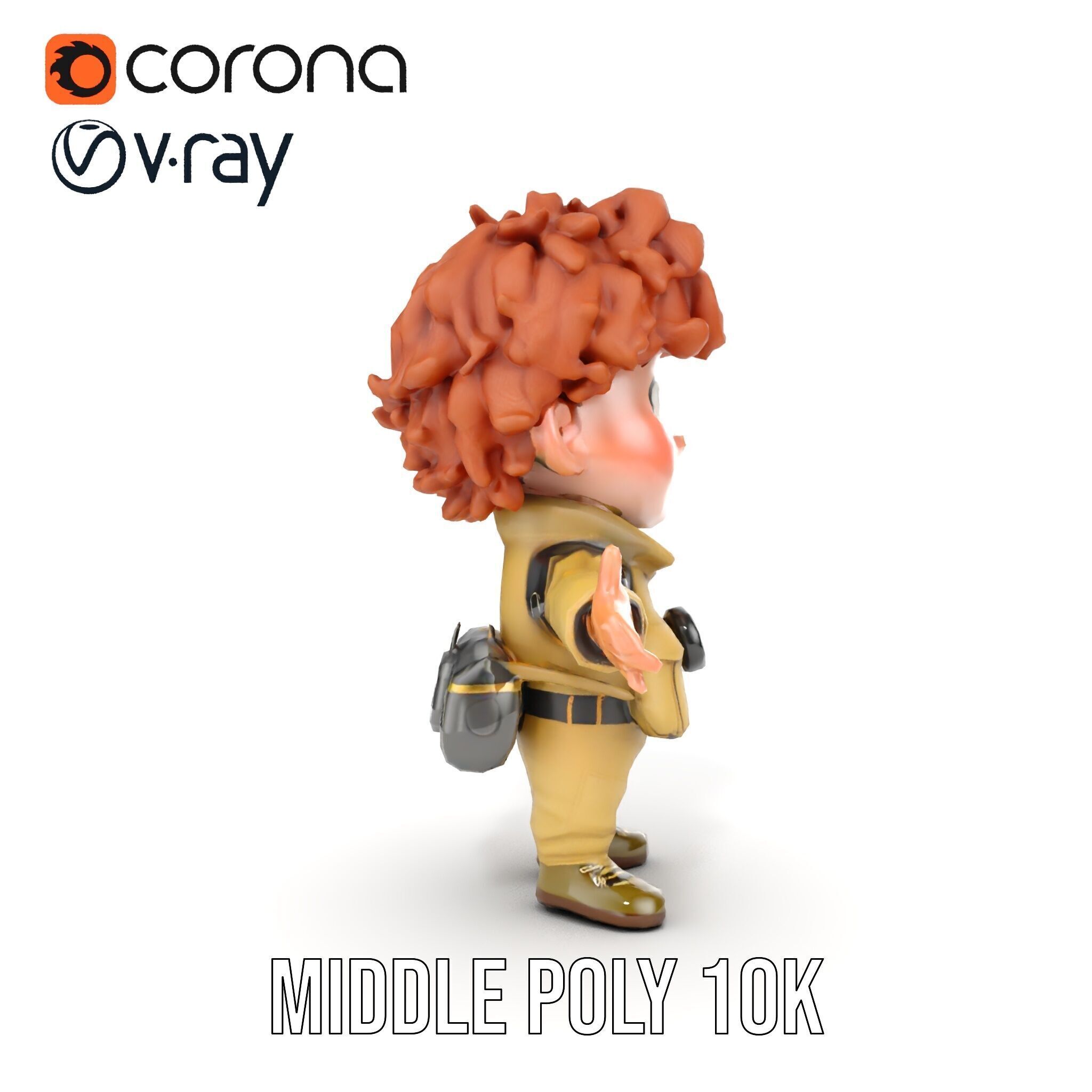 Adventure Boy Explorer Rigged and Animated Low-poly 3D model_8