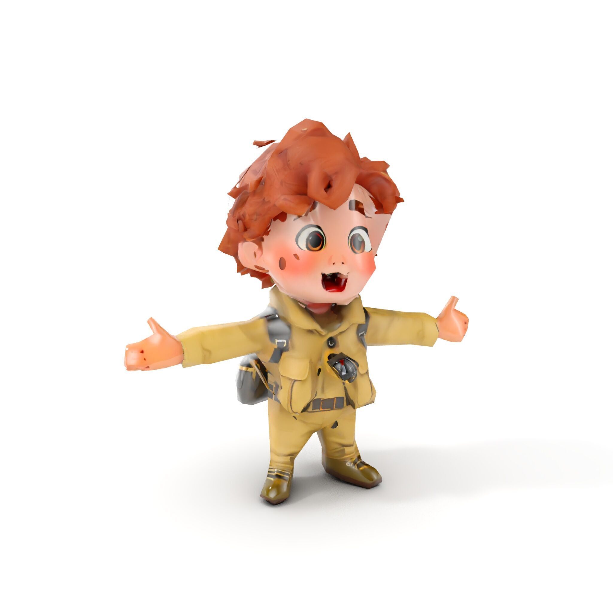 Adventure Boy Explorer Rigged and Animated Low-poly 3D model_7