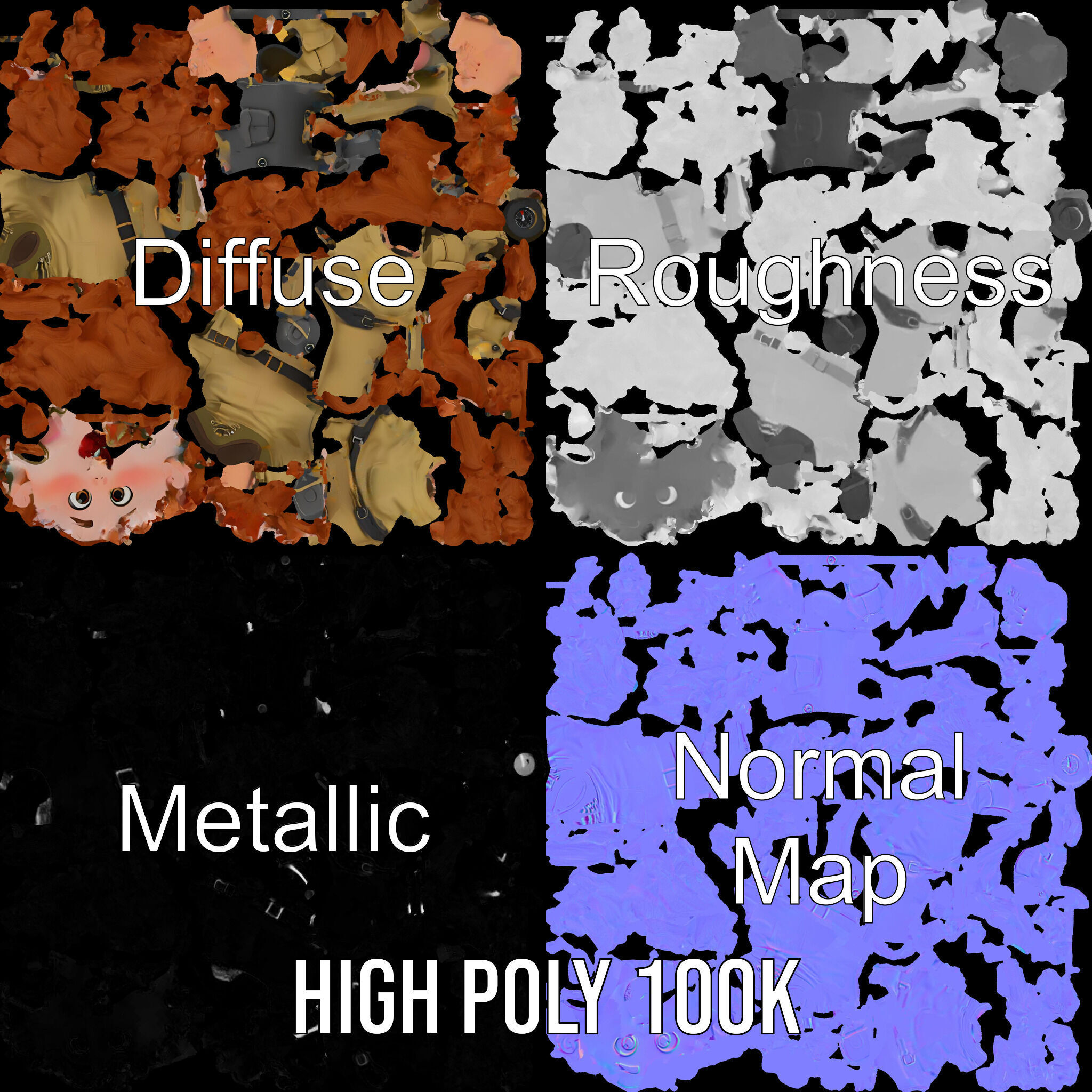 Adventure Boy Explorer Rigged and Animated Low-poly 3D model_3