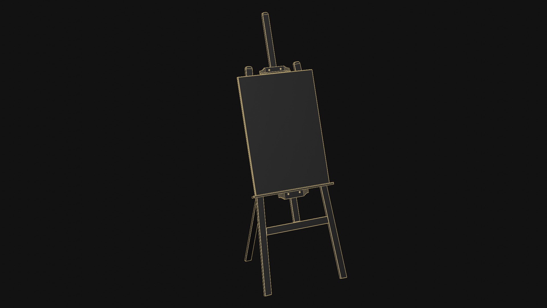Wooden Easel Low-poly 3D model_12