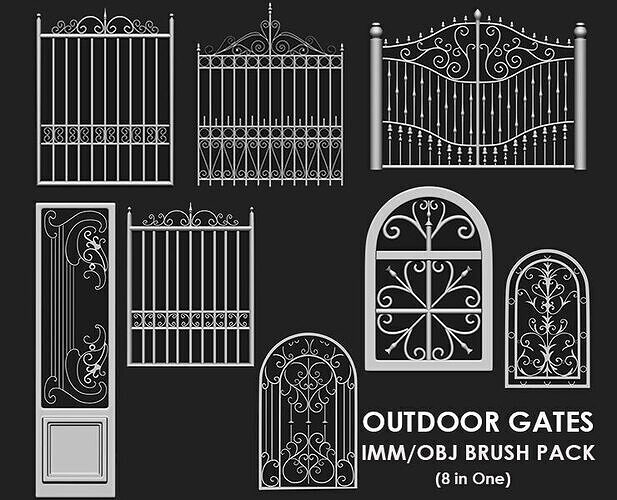 Outdoor Gates IMM Brush Pack 8 in One 3D model