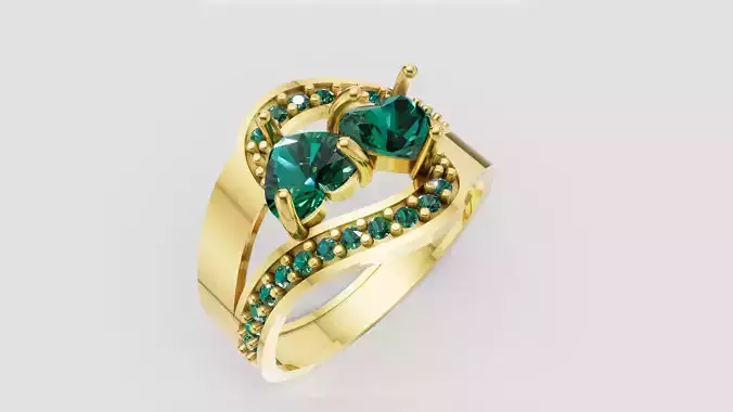 3D GOLD  DIAMOUND RING 
