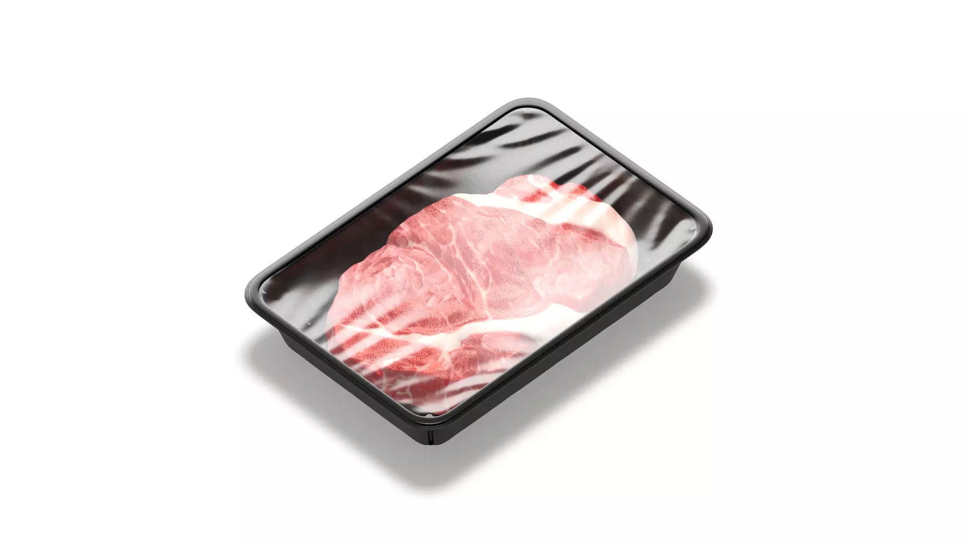 Transparent Plastic Beef Pack - raw meat steak wrapped tray 3D model