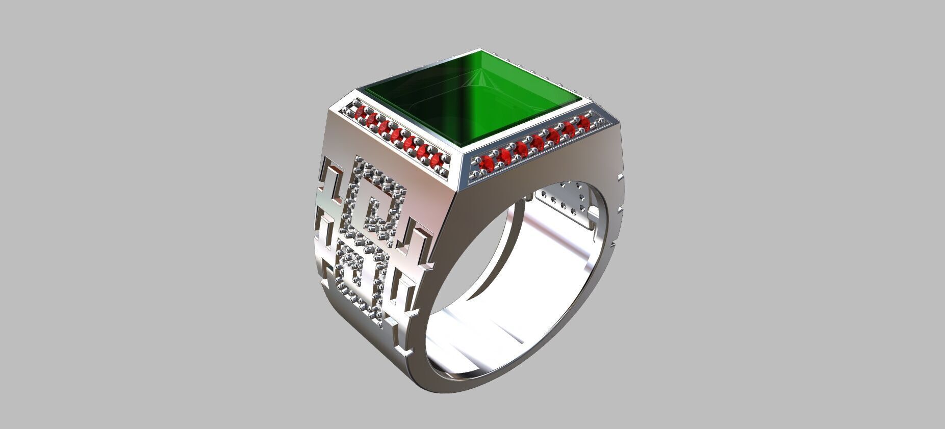 Square Onyx Ring 3D print model_4