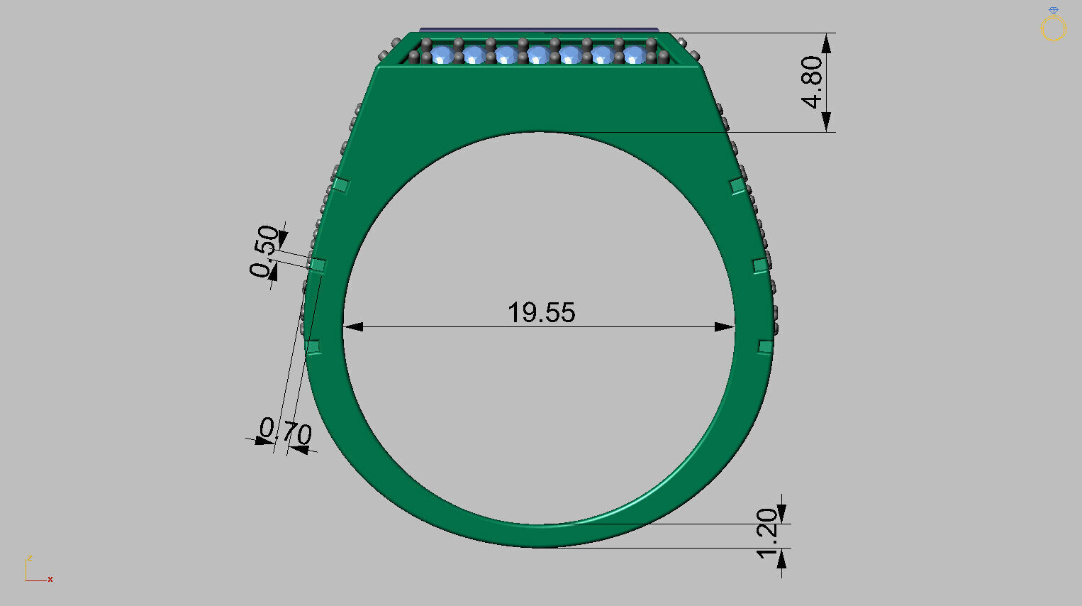 Square Onyx Ring 3D print model_10
