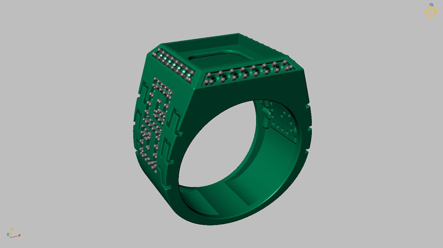 Square Onyx Ring 3D print model_13