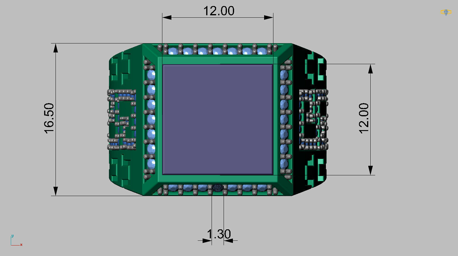 Square Onyx Ring 3D print model_11