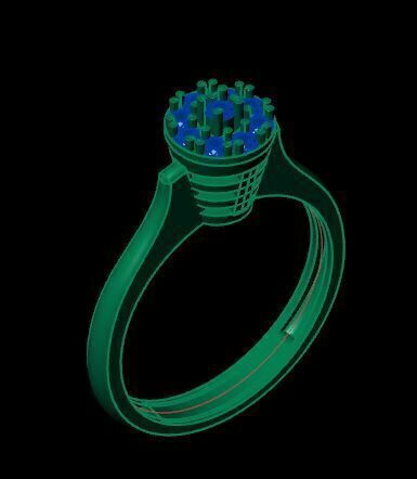 Diamonds Ring for women 3D print model_9