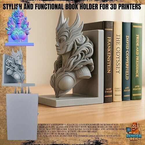 Warrior Goddess Bust Bookend  3D Printable Decorative Model 3D model