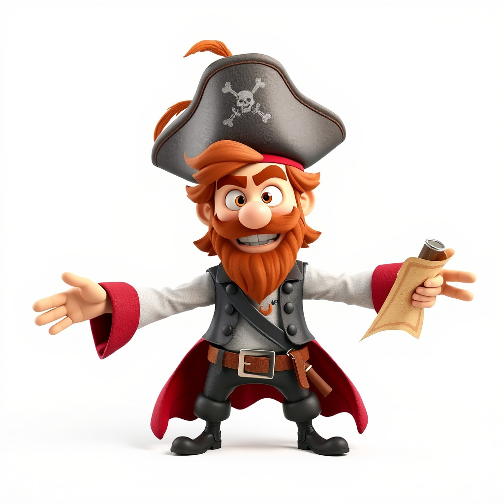Animated Pirate Character Model Rigged and Animated Low-poly 3D model_3