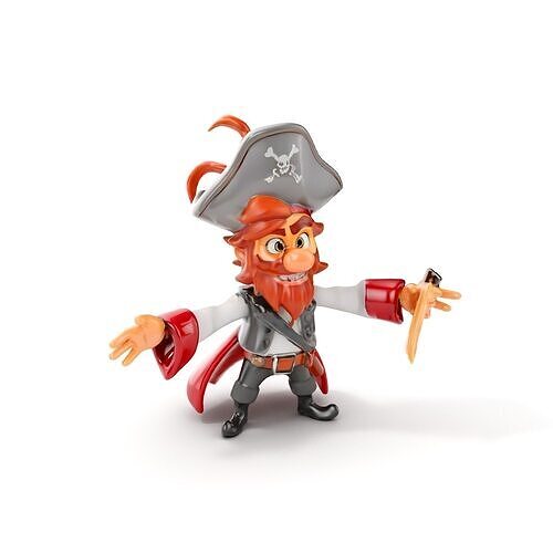 Animated Pirate Character Model Rigged and Animated Low-poly 3D model