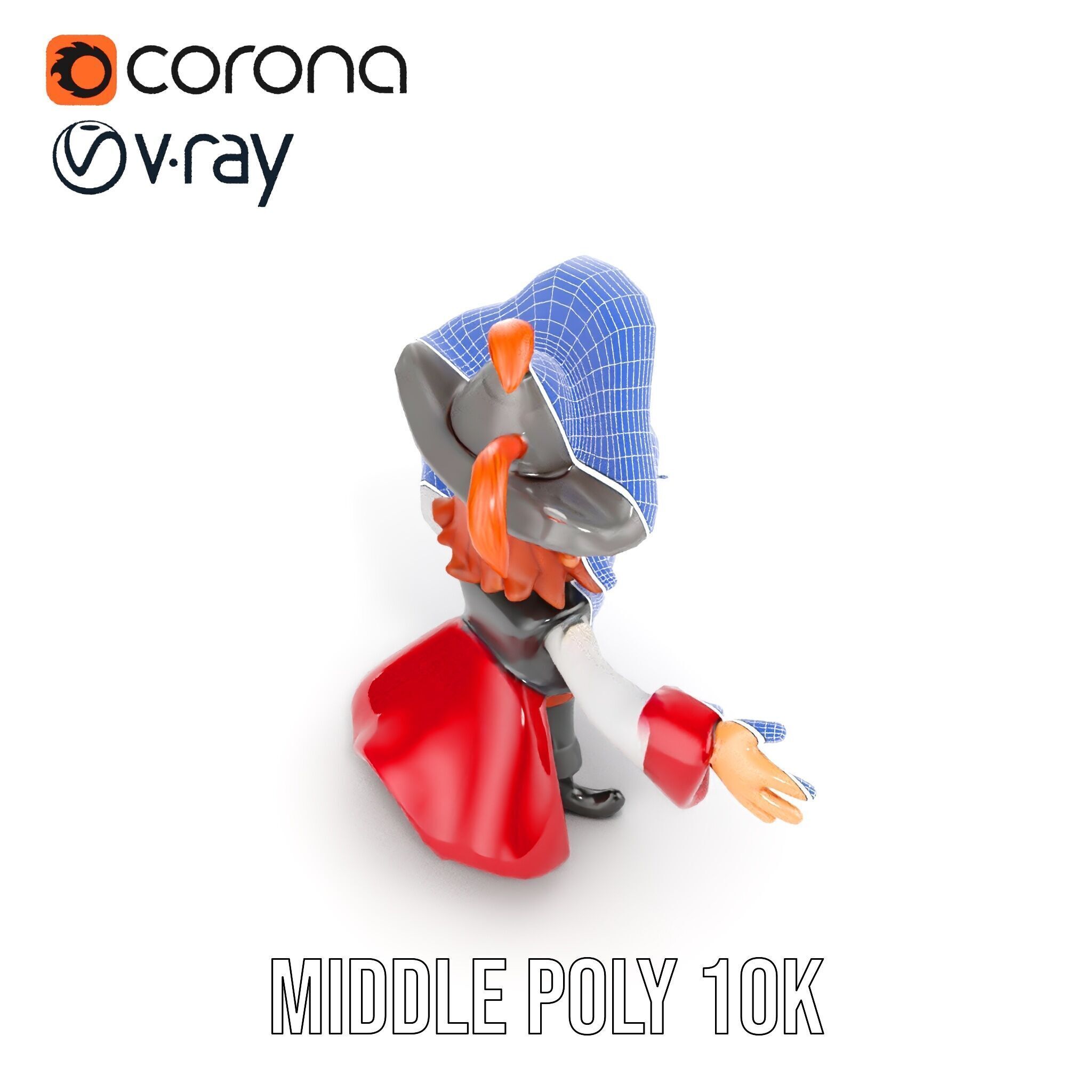 Animated Pirate Character Model Rigged and Animated Low-poly 3D model_34