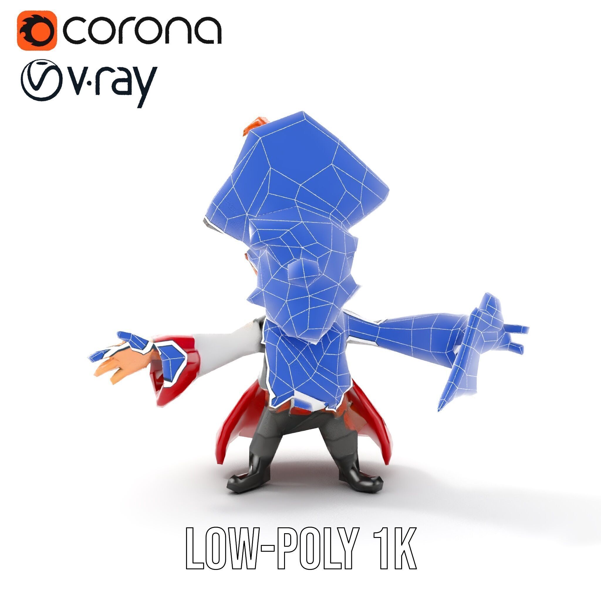 Animated Pirate Character Model Rigged and Animated Low-poly 3D model_21