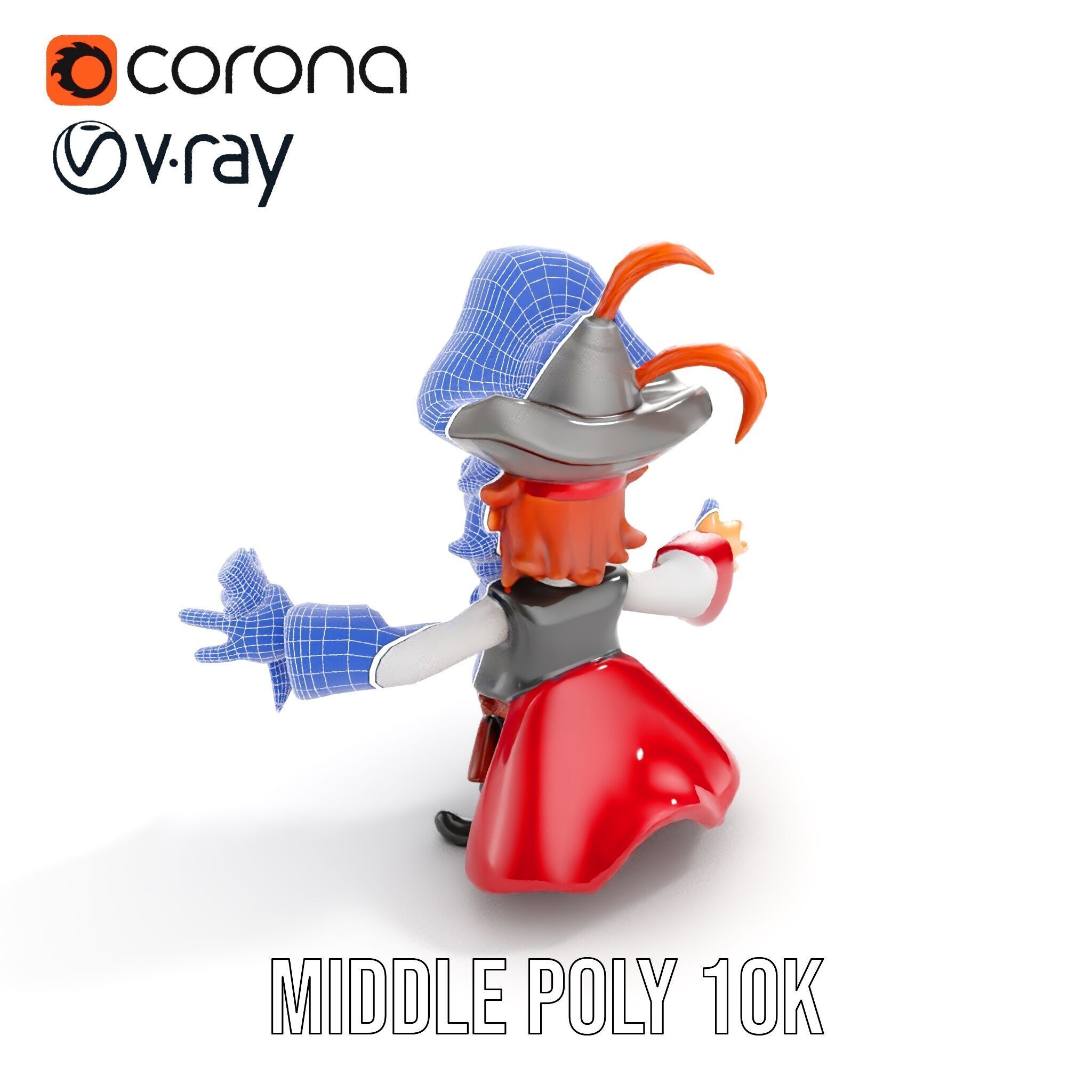 Animated Pirate Character Model Rigged and Animated Low-poly 3D model_20