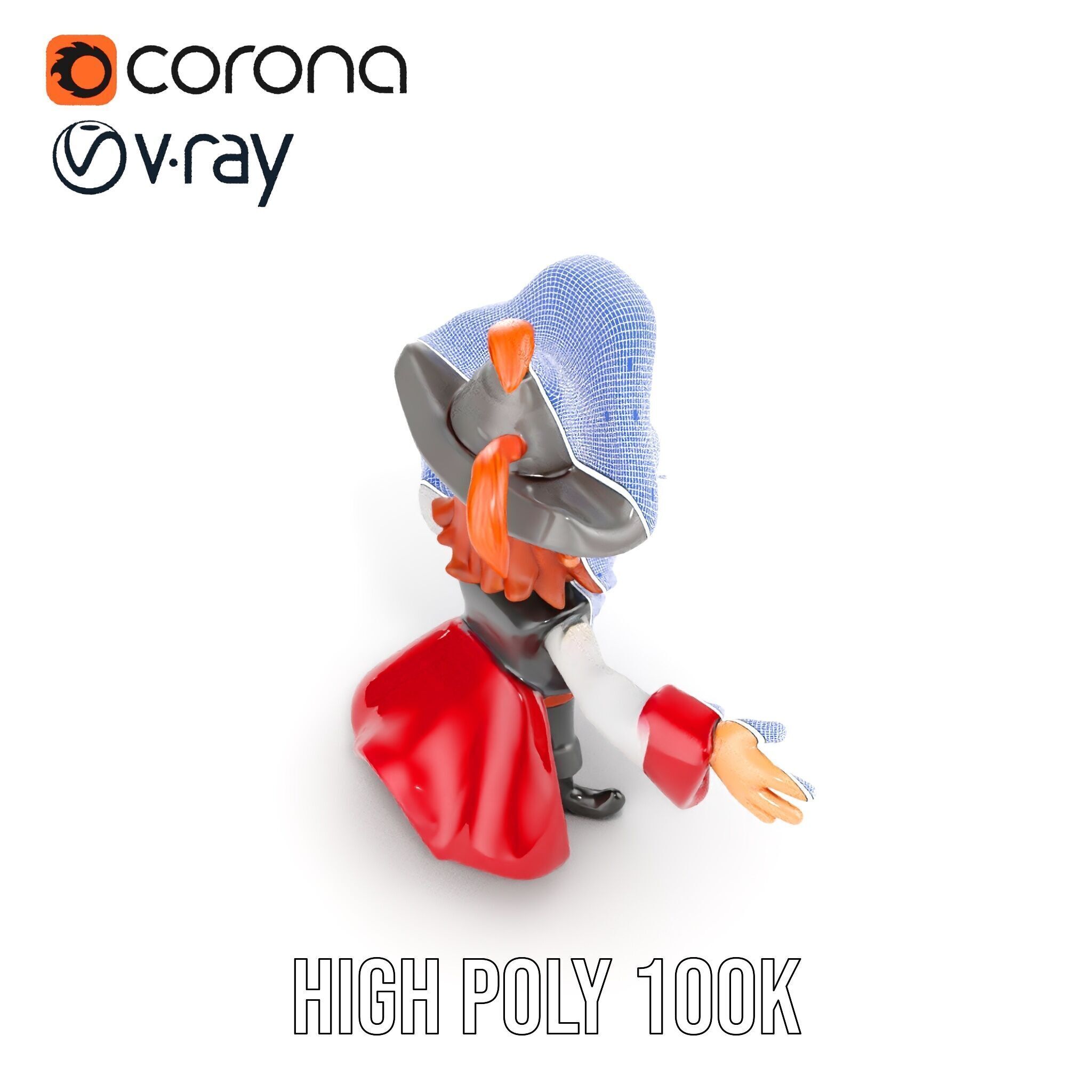 Animated Pirate Character Model Rigged and Animated Low-poly 3D model_36