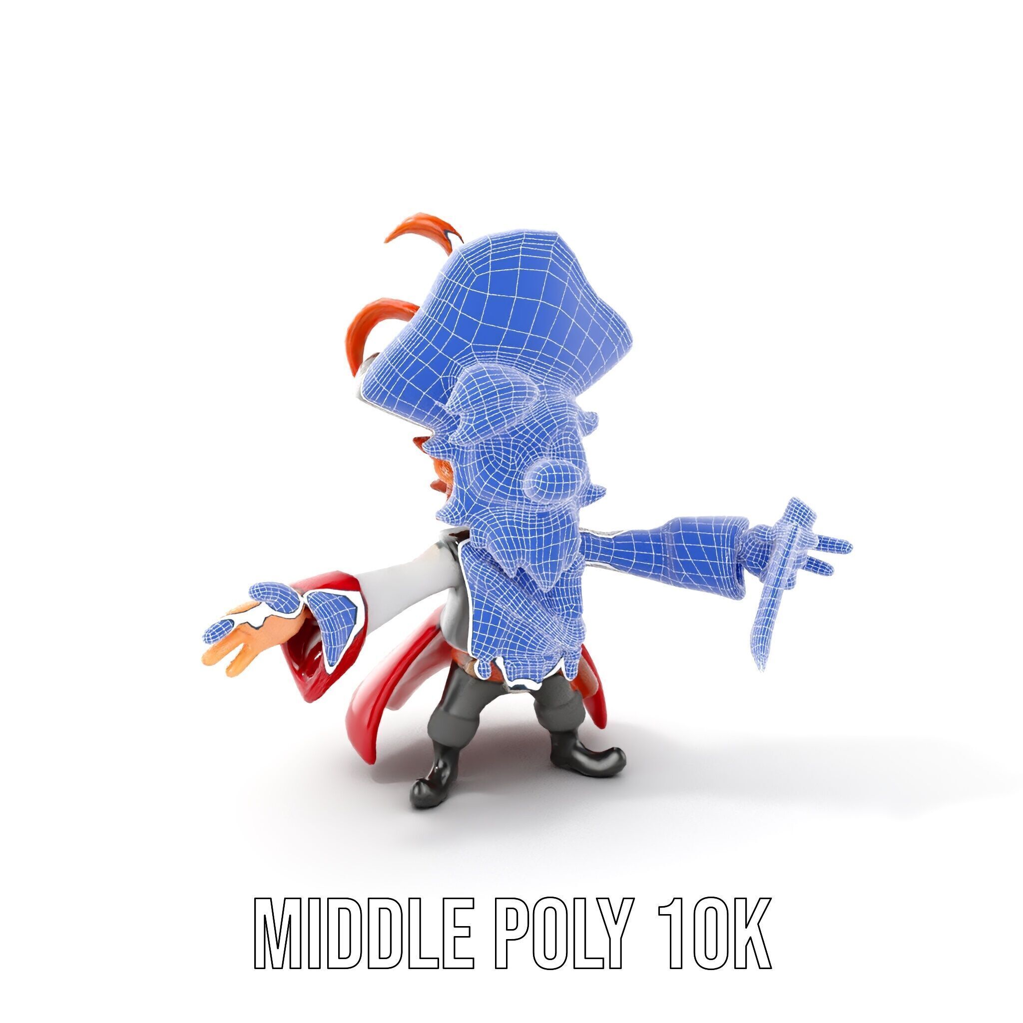 Animated Pirate Character Model Rigged and Animated Low-poly 3D model_18