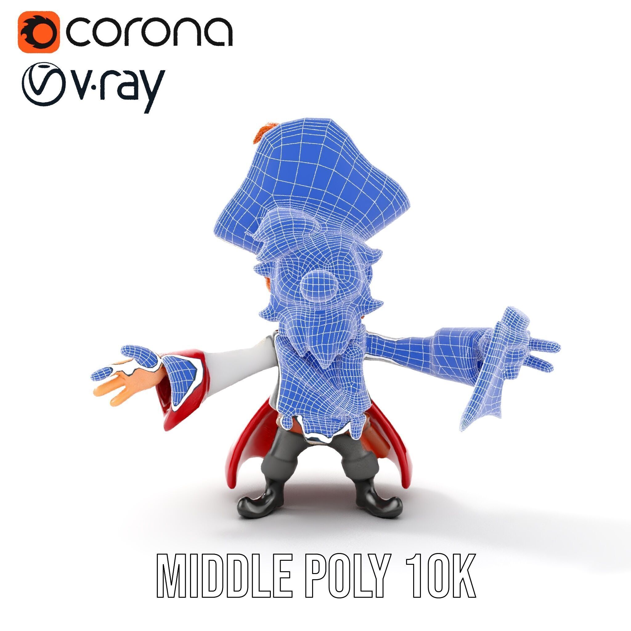 Animated Pirate Character Model Rigged and Animated Low-poly 3D model_31