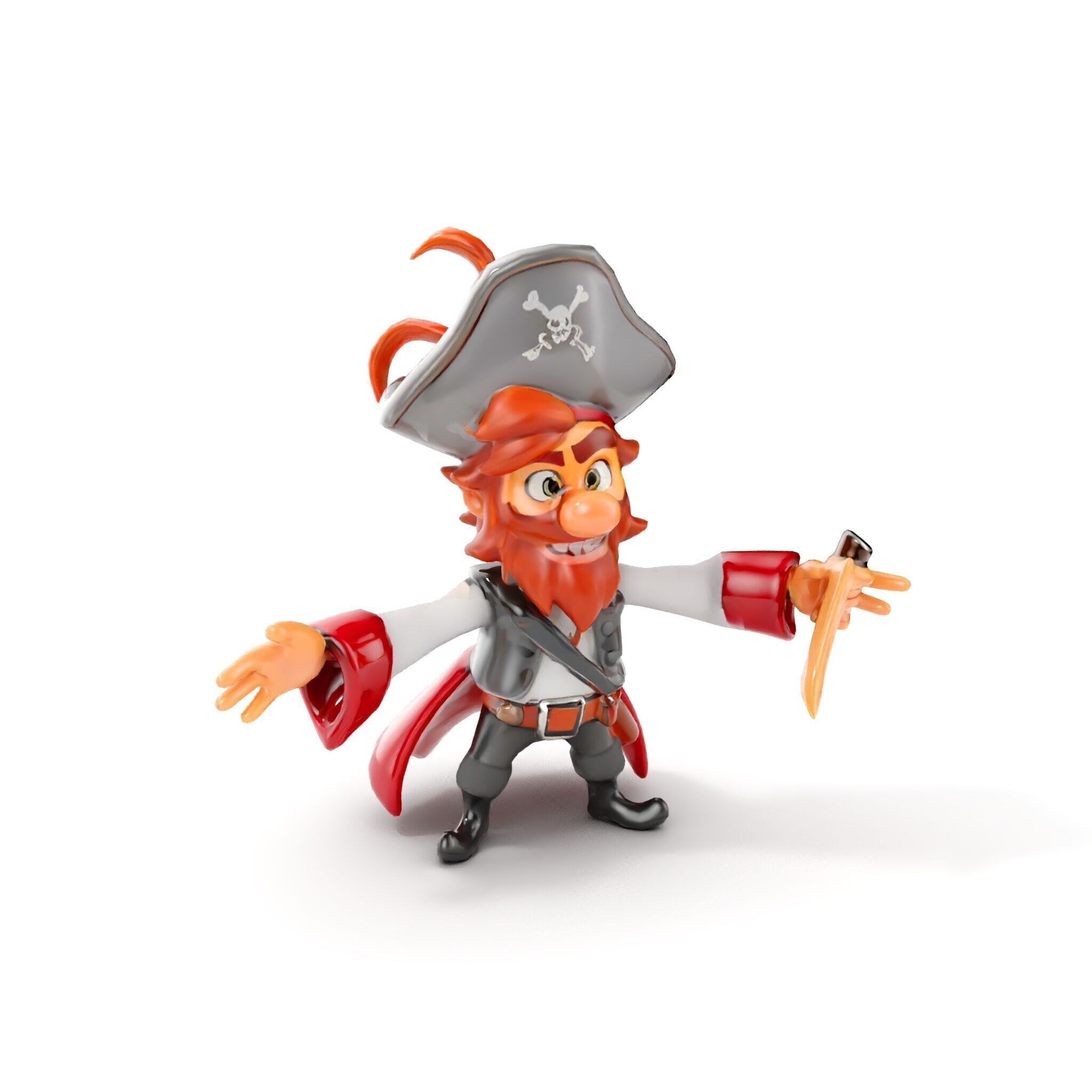 Animated Pirate Character Model Rigged and Animated Low-poly 3D model_23