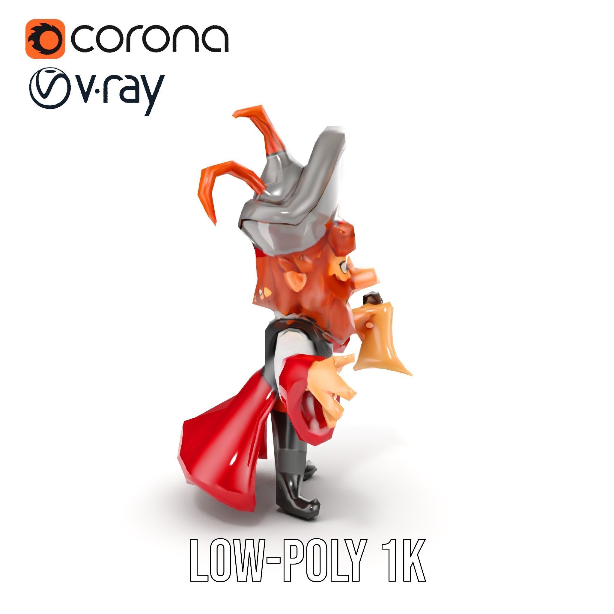 Animated Pirate Character Model Rigged and Animated Low-poly 3D model_11