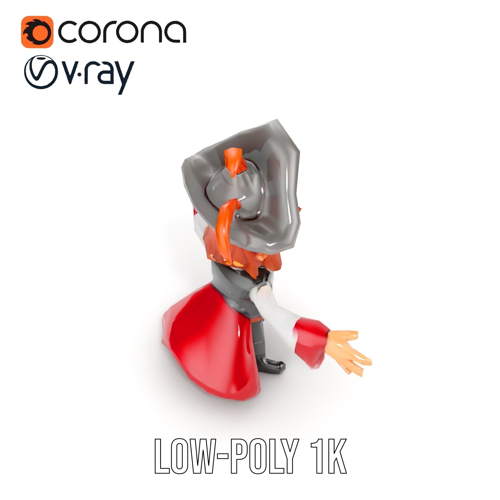 Animated Pirate Character Model Rigged and Animated Low-poly 3D model_17