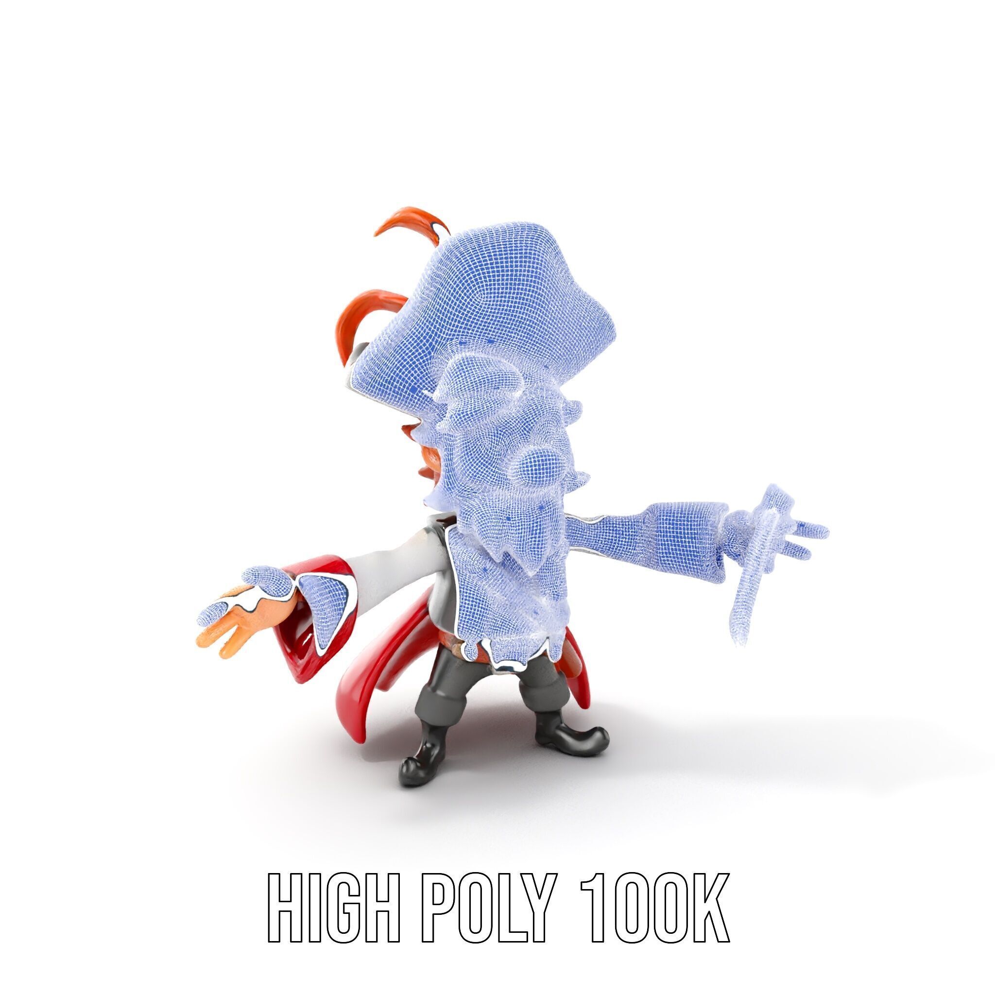 Animated Pirate Character Model Rigged and Animated Low-poly 3D model_5