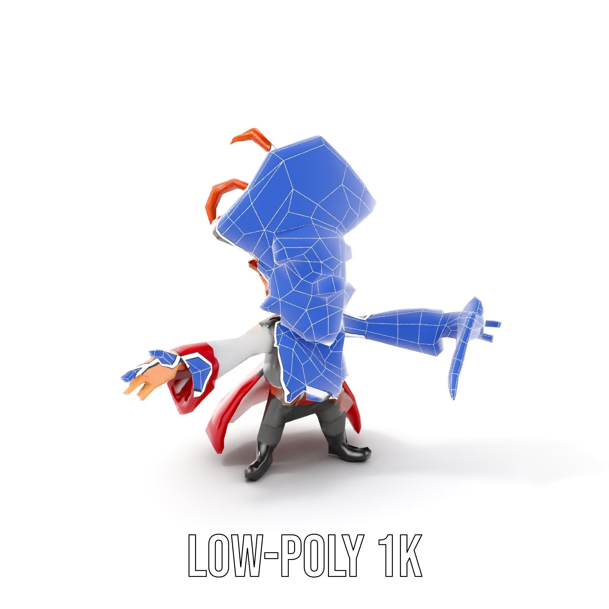 Animated Pirate Character Model Rigged and Animated Low-poly 3D model_27