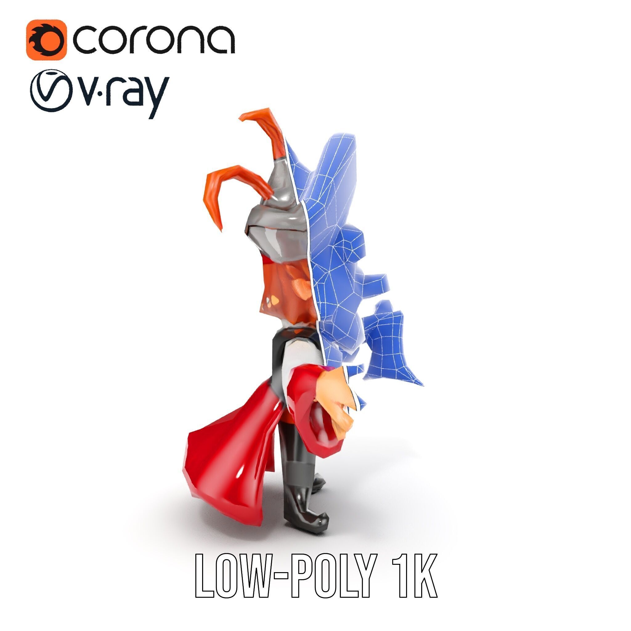 Animated Pirate Character Model Rigged and Animated Low-poly 3D model_32