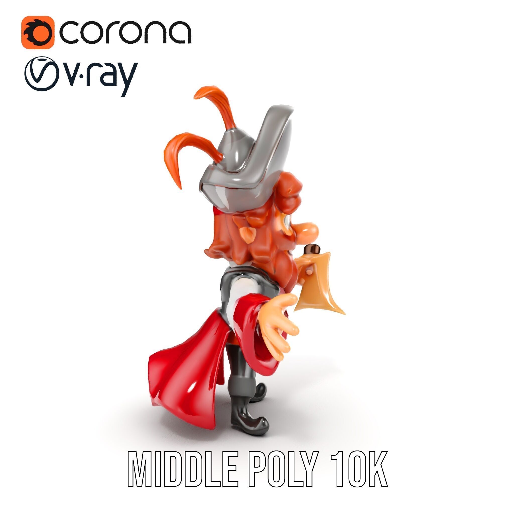 Animated Pirate Character Model Rigged and Animated Low-poly 3D model_28