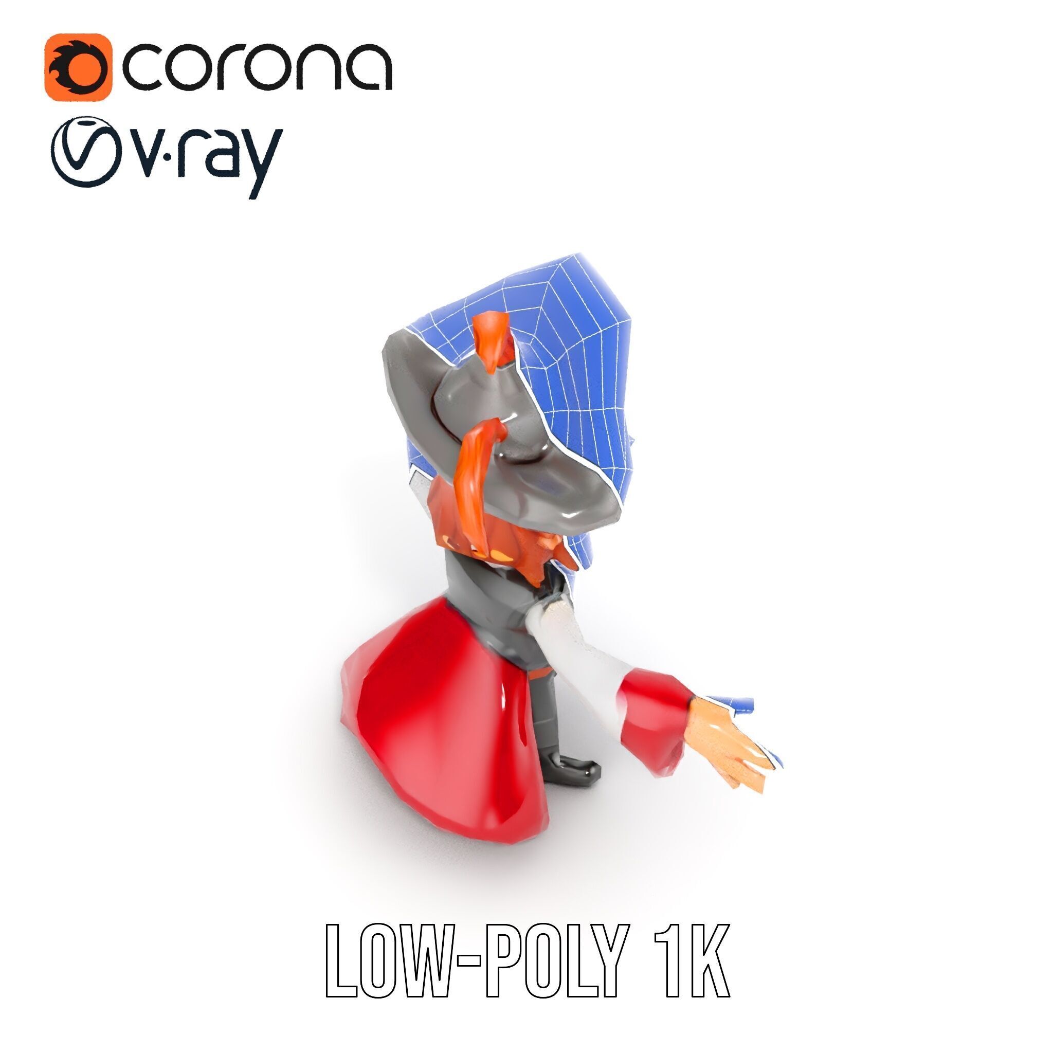 Animated Pirate Character Model Rigged and Animated Low-poly 3D model_24