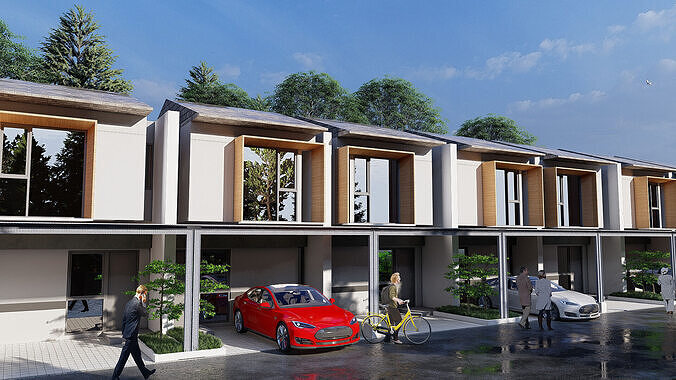 Modern Minimalist House 5x10 SketchUp Two Storey 3D model