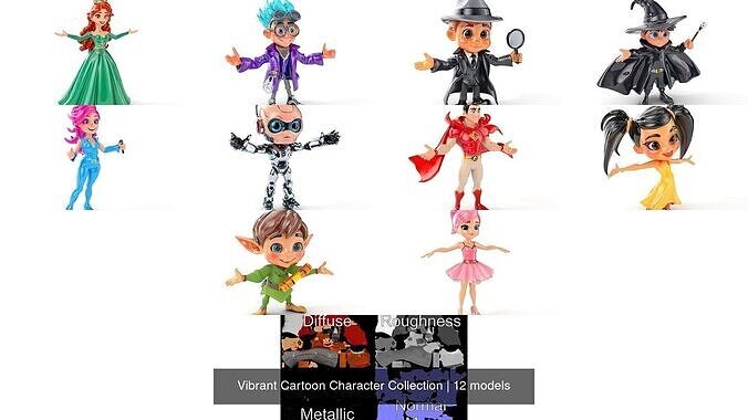 Vibrant Cartoon Character Collection 