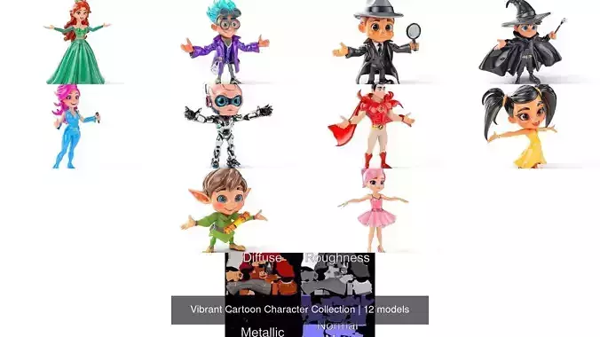 Vibrant Cartoon Character Collection 