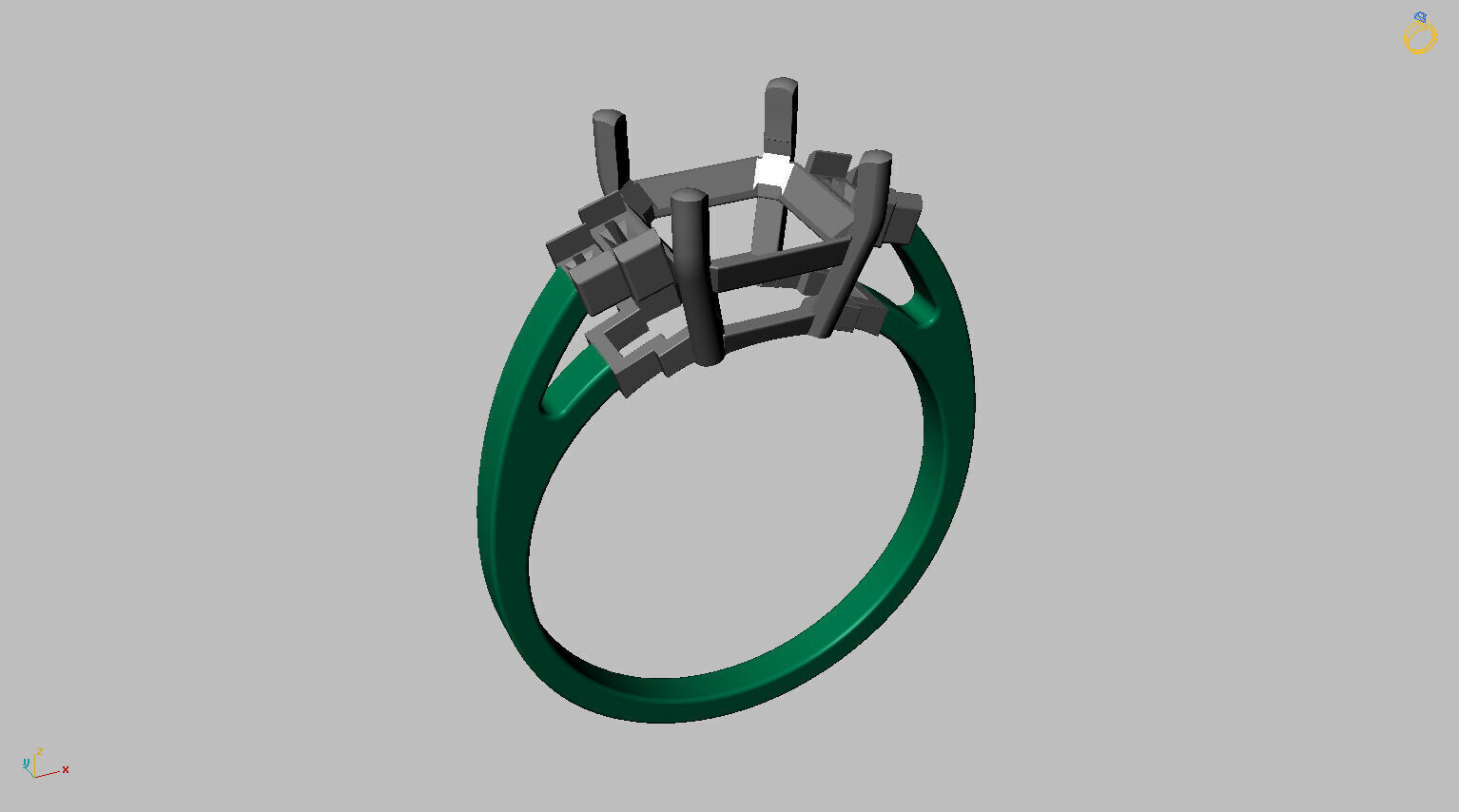 Square Baguette Gemstone Ring 3D print model_13