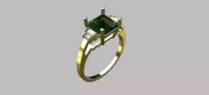 Square Baguette Gemstone Ring