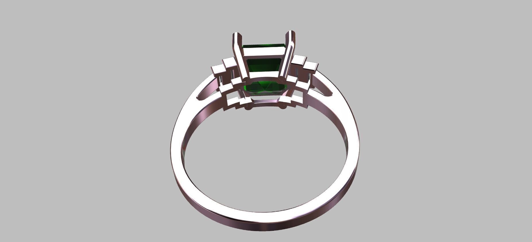 Square Baguette Gemstone Ring 3D print model_8