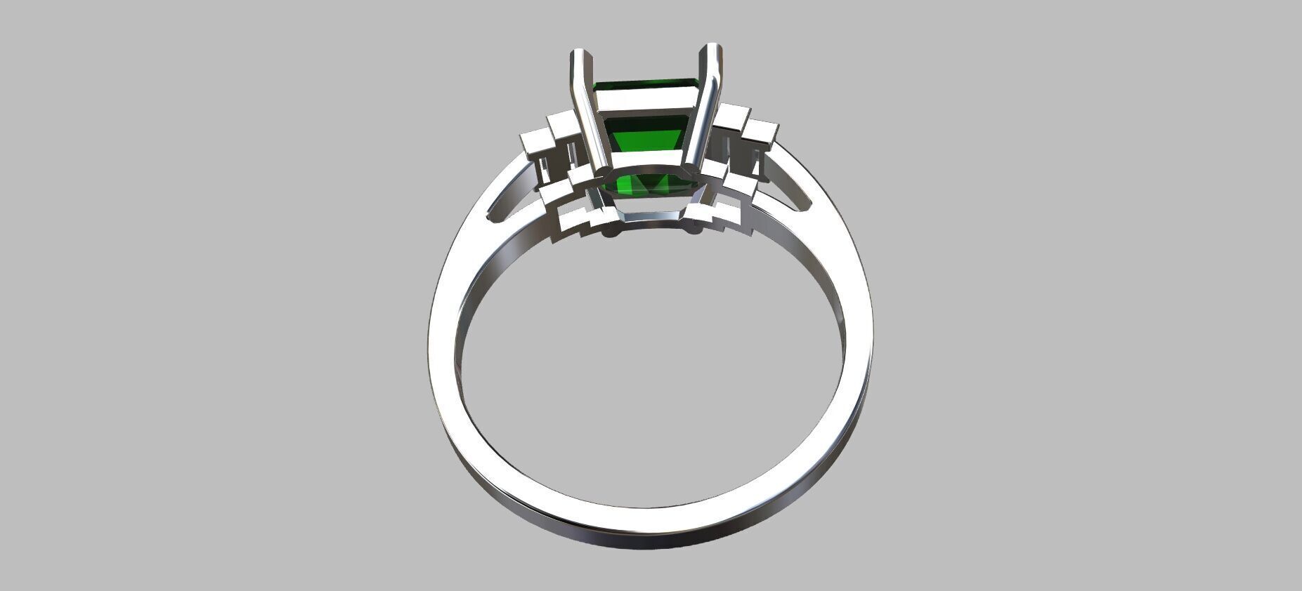 Square Baguette Gemstone Ring 3D print model_5