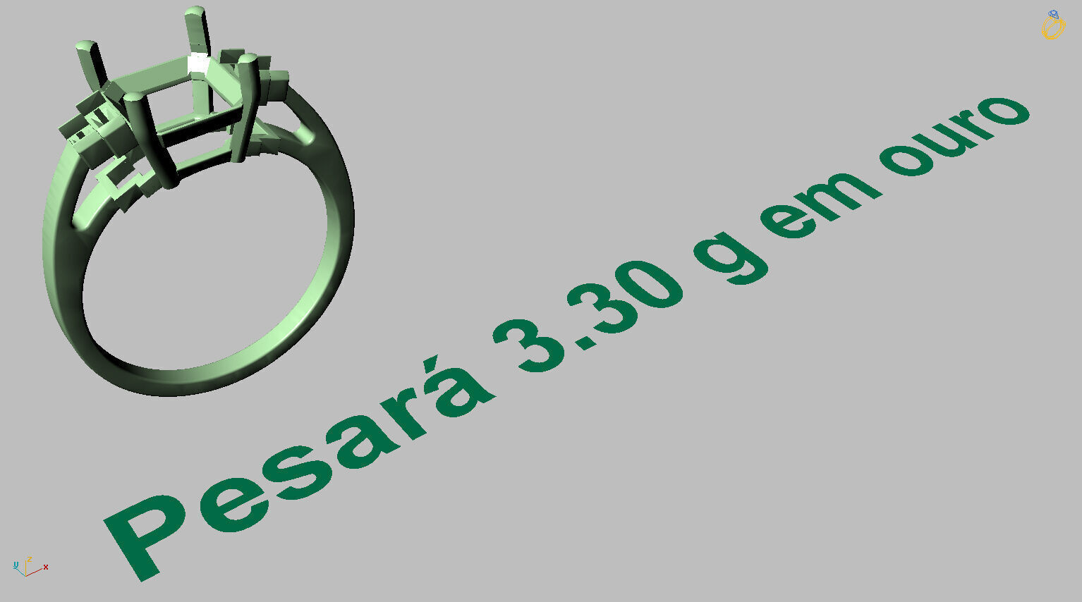 Square Baguette Gemstone Ring 3D print model_14